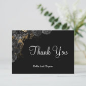 Black and Gold Floral - Hartelijk dank voor uw kaa (Staand voorkant)