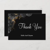 Black and Gold Floral - Hartelijk dank voor uw kaa (Voorkant / Achterkant)