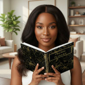 Black and Gold Floral Name Planner