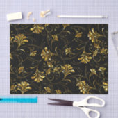 Black and Gold Floral Pattern Tissuepapier (Craft)