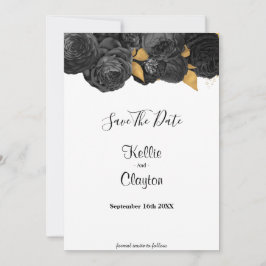 Black and Gold Floral sparen de datum Save The Date