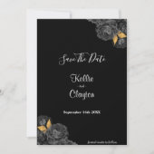 Black and Gold Floral sparen de datum Save The Date (Voorkant)