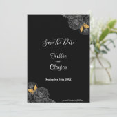 Black and Gold Floral sparen de datum Save The Date (Staand voorkant)