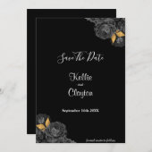 Black and Gold Floral sparen de datum Save The Date (Voorkant / Achterkant)