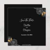 Black and Gold Floral sparen de datum Save The Date (Voorkant / Achterkant)