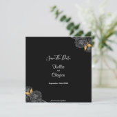 Black and Gold Floral sparen de datum Save The Date (Staand voorkant)