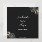 Black and Gold Floral sparen de datum Save The Date (Voorkant)