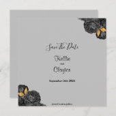 Black and Gold Floral sparen de datum Save The Date (Voorkant / Achterkant)