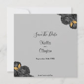 Black and Gold Floral sparen de datum Save The Date (Voorkant)