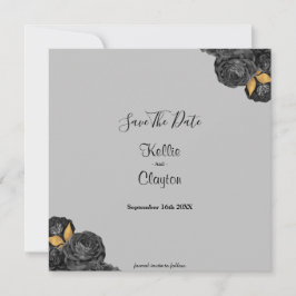Black and Gold Floral sparen de datum Save The Date