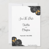 Black and Gold Floral sparen de datum Save The Date (Voorkant)