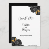 Black and Gold Floral sparen de datum Save The Date (Voorkant / Achterkant)