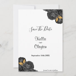 Black and Gold Floral sparen de datum Save The Date
