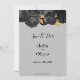 Black and Gold Floral sparen de datum Save The Date