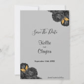 Black and Gold Floral sparen de datum Save The Date (Voorkant)