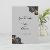 Black and Gold Floral sparen de datum Save The Date (Staand voorkant)