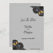Black and Gold Floral sparen de datum Save The Date (Voorkant / Achterkant)