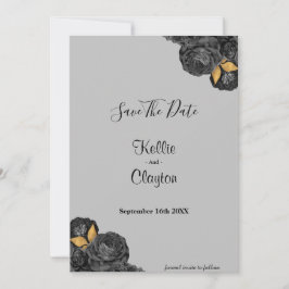 Black and Gold Floral sparen de datum Save The Date