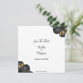 Black and Gold Floral sparen de datum Save The Date (Staand voorkant)
