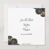 Black and Gold Floral sparen de datum Save The Date (Voorkant)
