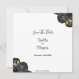 Black and Gold Floral sparen de datum Save The Date