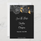 Black and Gold Floral sparen de datum Save The Date (Voorkant)