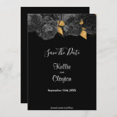 Black and Gold Floral sparen de datum Save The Date (Voorkant / Achterkant)
