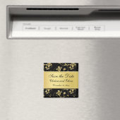 Black and Gold Floral Wedding Favor Magnet (Insitu (Vaatwasser))
