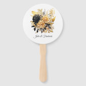 Black and Gold Floral Wedding Handwaaier (Voorkant)
