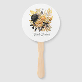 Black and Gold Floral Wedding Handwaaier