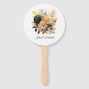 Black and Gold Floral Wedding Handwaaier
