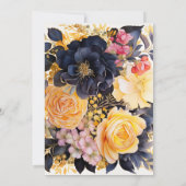 Black and Gold Floral Wedding Kaart (Achterkant)