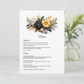 Black and Gold Floral Wedding Menu (Staand voorkant)