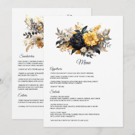 Black and Gold Floral Wedding Menu