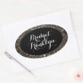 Black and Gold Floral Wedding Ovale Sticker (Envelop)