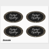 Black and Gold Floral Wedding Ovale Sticker (Vel)