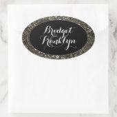 Black and Gold Floral Wedding Ovale Sticker (Tas)