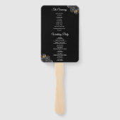 Black and Gold Floral Wedding Program Hand Fan Handwaaier (Achterkant)