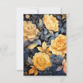 Black and Gold Floral Wedding RSVP Kaartje (Achterkant)