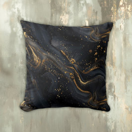 Black and Gold Fluid Marble Kussen