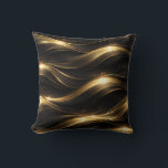 Black and Gold Fluid Wave Pattern Throw Pillow Kussen<br><div class="desc">Elevate your space with this luxurious black and gold fluid wave pattern pillow. Inspired by flowing silk and refined motion, the seamless design creates a sophisticated and timeless visual effect. The deep matte black background combined with metallic gold accents adds contrast, elegance, and a premium feel, making it a perfect...</div>