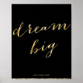 Black and Gold Foil Dream Big Matte Poster 8x10 (Voorkant)