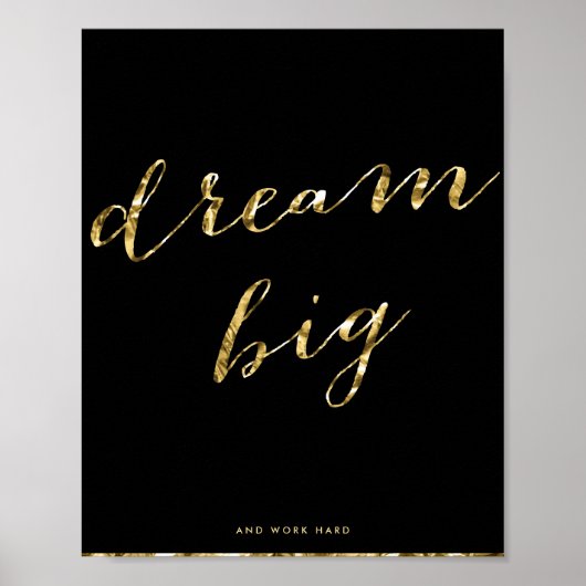 Black and Gold Foil Dream Big Matte Poster 8x10 (Voorkant)