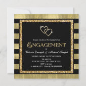 Black and Gold Foil Glitter Engagement Party Kaart (Achterkant)