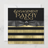 Black and Gold Foil Glitter Engagement Party Kaart (Voorkant)