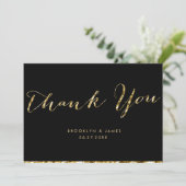 Black and Gold Foil Weddenschap Hartelijk dank Bedankkaart (Staand voorkant)