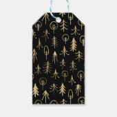 Black and Gold Foil Winter Scene Trees Snow Cadeaulabel (Voorkant)