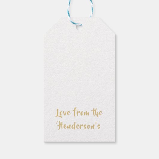 Black and Gold Foil Winter Scene Trees Snow Cadeaulabel (Achterkant)