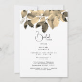 Black and Gold Foliage Bridal Shower-uitnodiging Kaart (Voorkant)