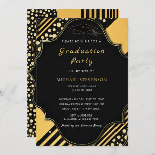 Black and Gold Framed Afstuderen Invitation